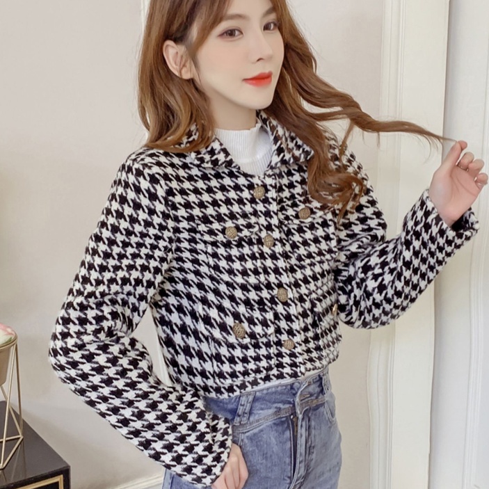 【ZHELIHANGFEI】Áo Khoác Cardigan Dệt Kim Tay Dài Cổ Bẻ Lưng Cao Thời Trang Cho Nữ