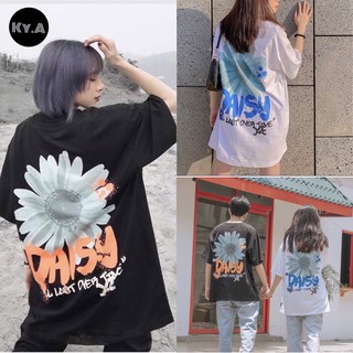 Áo thun unisex form rộng, tay lỡ nam nữ hoa cúc daisy