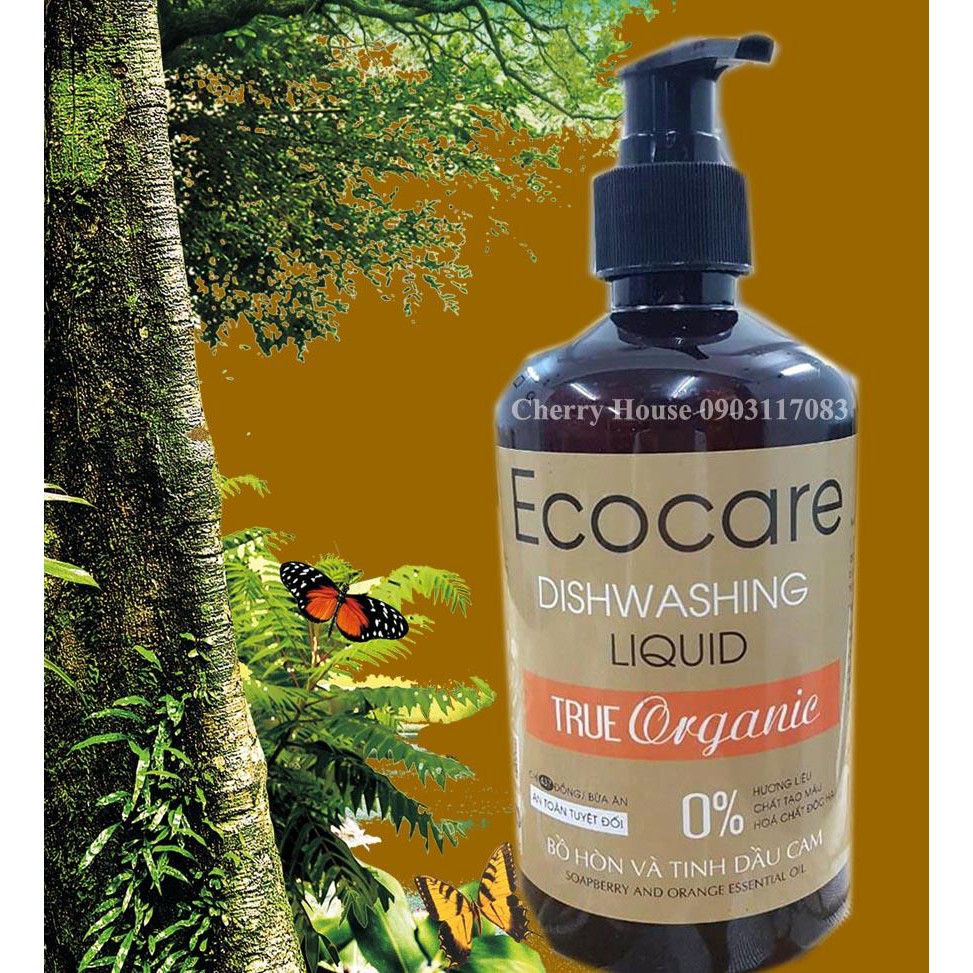 Nước rửa chén hữu cơ Bồ hòn Ecocare hương Cam 500ml thương hiệu Ecocare