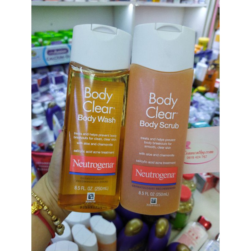 Thanh lý Sữa tắm Neutrogena Body Clear Body Wash giảm mụn lưng, vi êm n.ang lông.