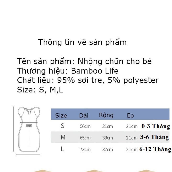 Nhộng chũn cho bé từ sợi tre Bamboo Life giúp trẻ ngủ ngon giấc an toàn kháng khuẩn