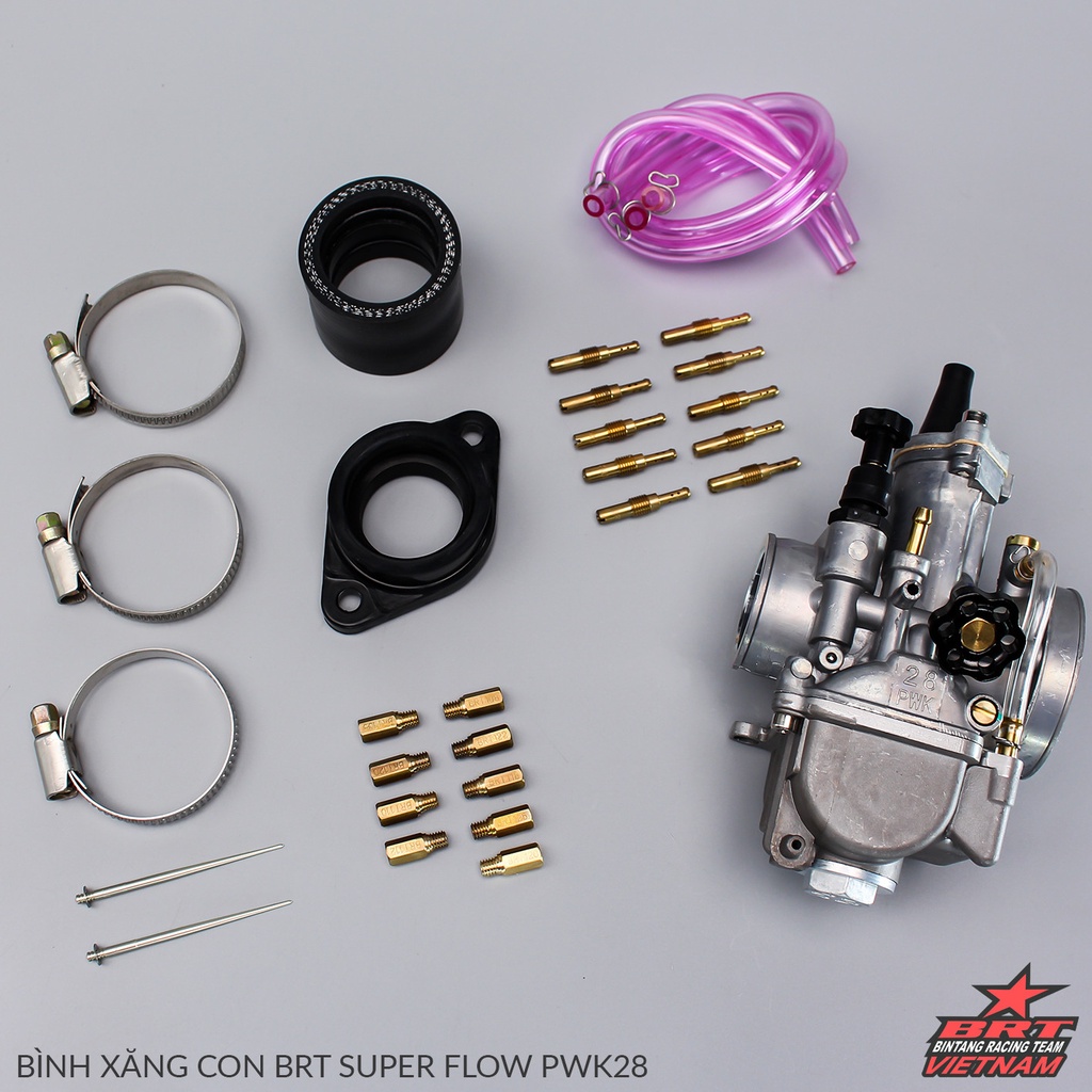 Bình xăng con BRT Ga Dẹp PWK Super Flow 28/30mm - Hàng chính hãng