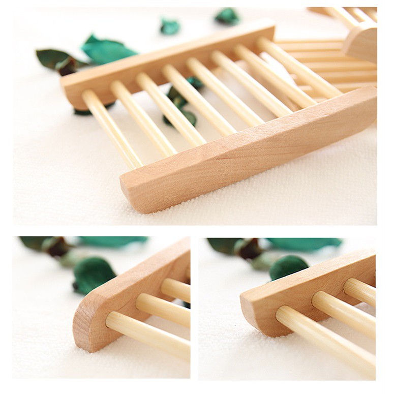 KHAY ĐỰNG XÀ PHÒNG BẰNG GỖ KO THẤM NƯỚC- natural Wood Soap Tray Holder Bathroom