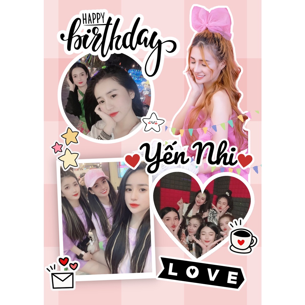 Sticker cắt sẵn chủ đề sinh nhật, cán bóng bền màu, decal bóc dán được, trang trí sổ, khung ảnh3D, thiệp