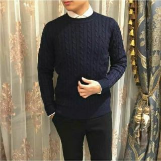 Áo len nam cổ tròn thừng