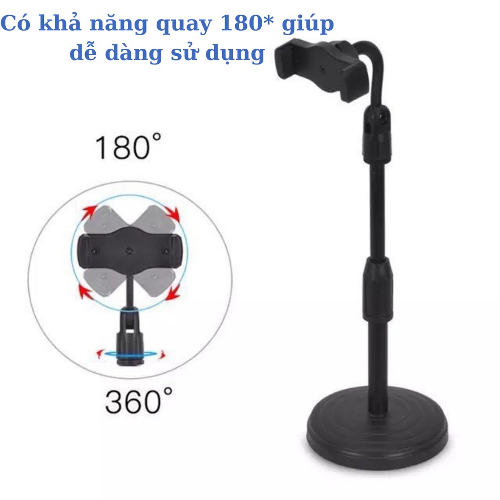 Giá đỡ điện thoại LIVEKING cao cấp bằng thép để bàn kẹp điện thoại Livestream xem Video Xoay 360 độ