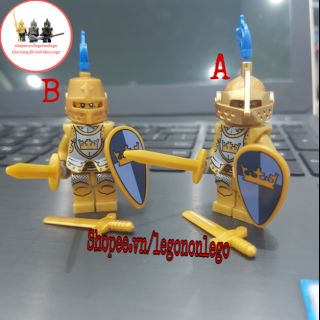 Minifigure lính trung cổ vàng gold 9802