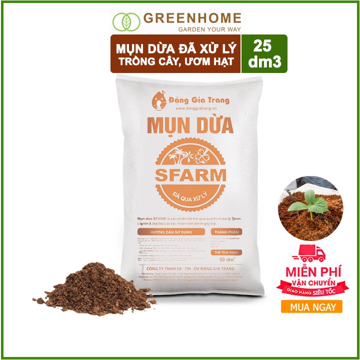 [Freeship 70K] Mụn Dừa đã xử lý 25dm3 (5-6kg) - Mụn Dừa Giá Thể Chuyên Trồng Rau,Hoa Màu, Dâu Tây, Cây Ăn Trái, Thủy Can