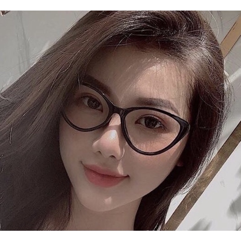 Gọng kính mắt mèo nhựa dẻo thời trang cao cấp tặng kèm hộp khăn lau 2383