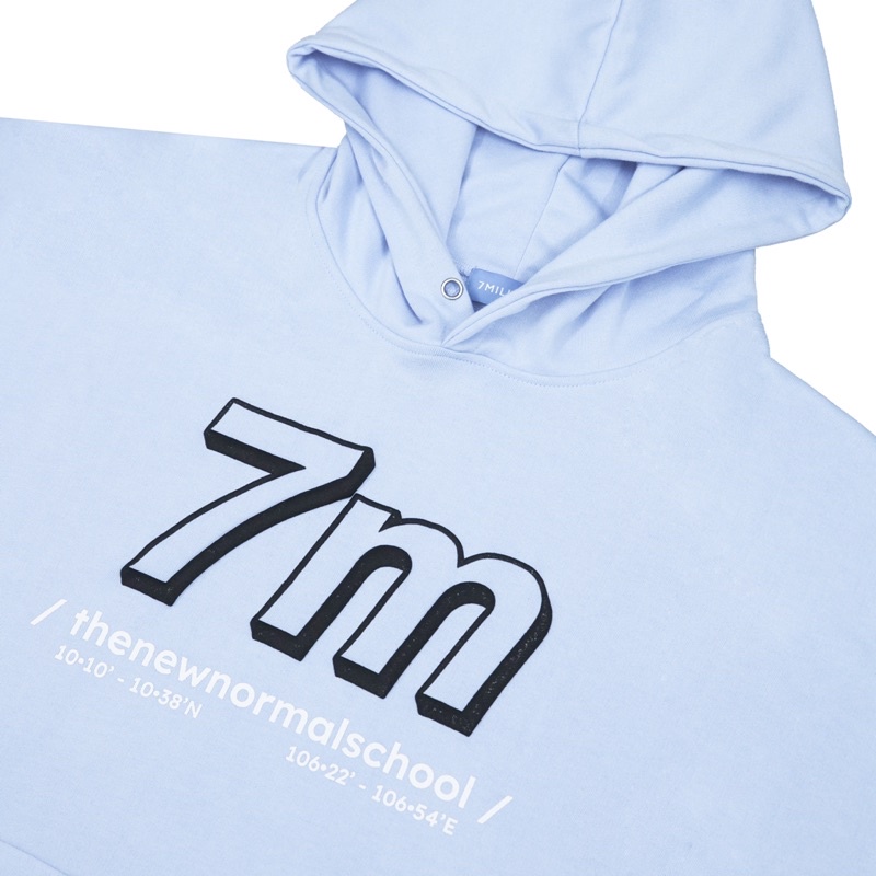 Hoodie 7Millions Normal School In Nổi - Màu Xanh - Đi kèm Box - Unisex - Form oversize