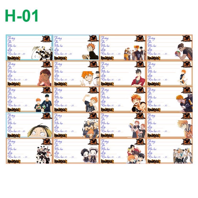 combo 20-140 nhãn vở haikyuu/nhãn vở anime in hình haikyuu