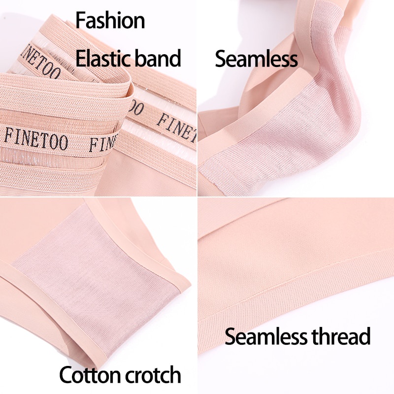 Quần lót FINETOO thiết kế không đường may vải mềm mại eo thấp trơn màu dành cho nữ kích cỡ M-XL | BigBuy360 - bigbuy360.vn