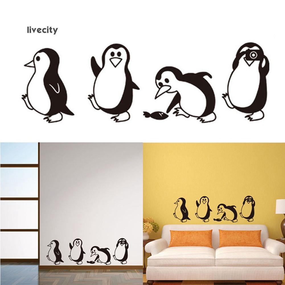 Miếng Dán Tường Hình Chim Cánh Cụt Hoạt Hình Dễ Thương