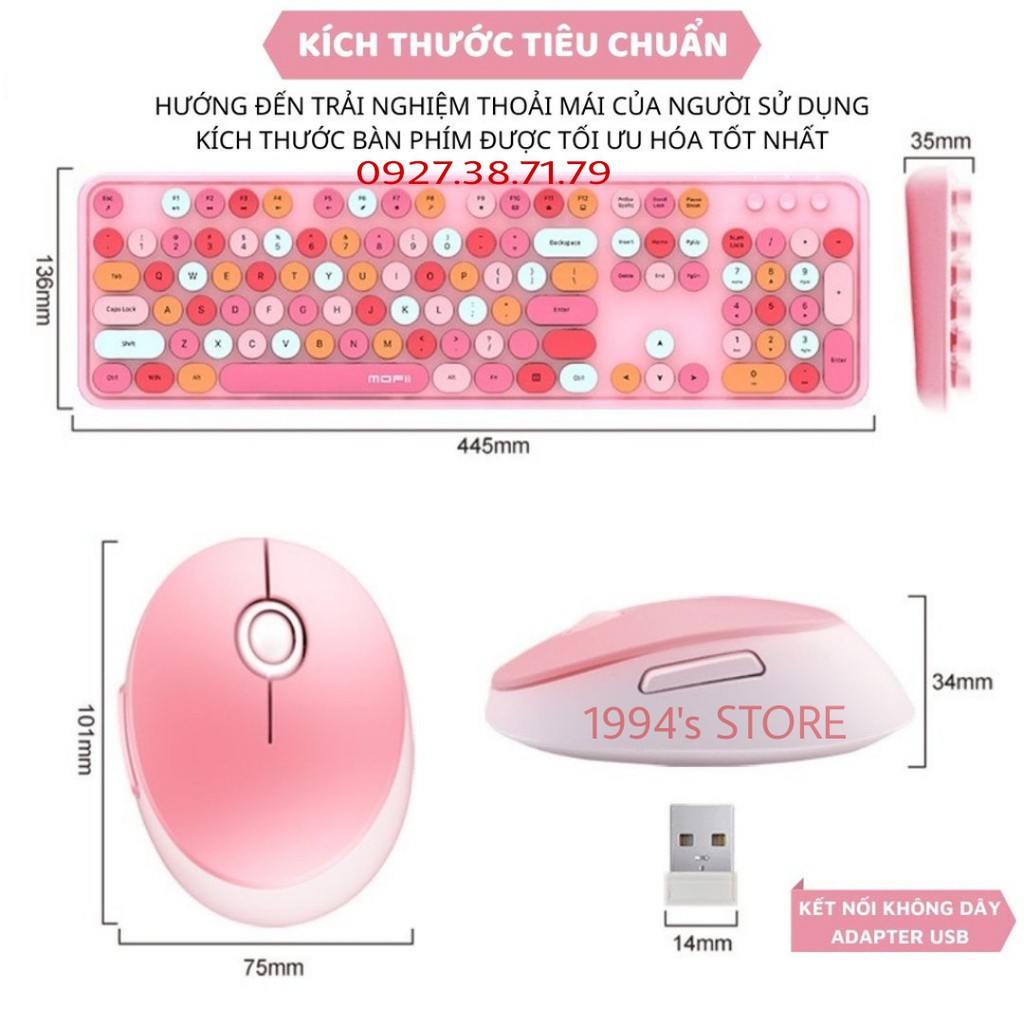 (CÓ SẴN) Combo bàn phím và chuột Mofii Sweet Fullsize 104 phím Wireless 2.4G siêu đẹp dùng cho PC, Laptop Tivi ....