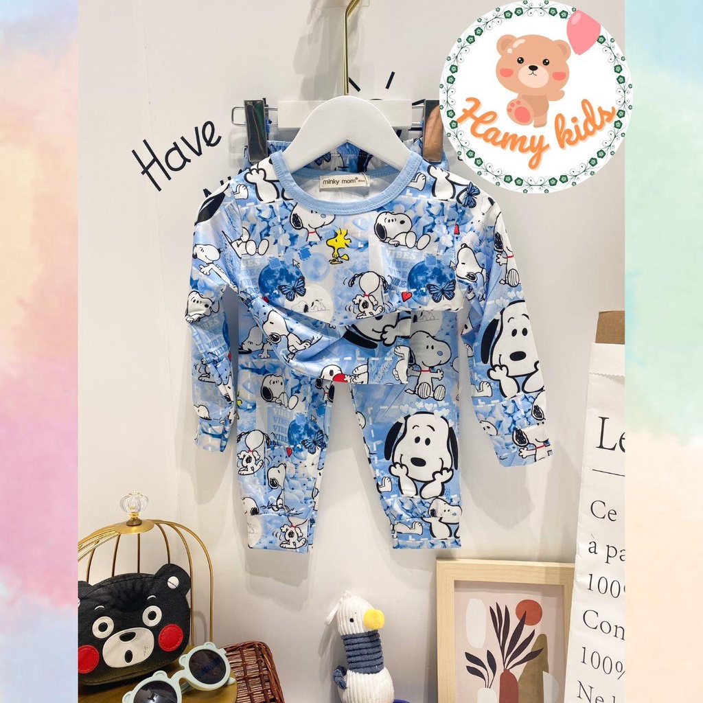 Bộ Minky Mom Chính Hãng Dài Tay Bé Trai Bé Gái Chất Thun Lạnh 3D Thoáng Mát Cho Bé Từ 0-5 Tuổi Dưới 20kg - Hamykids