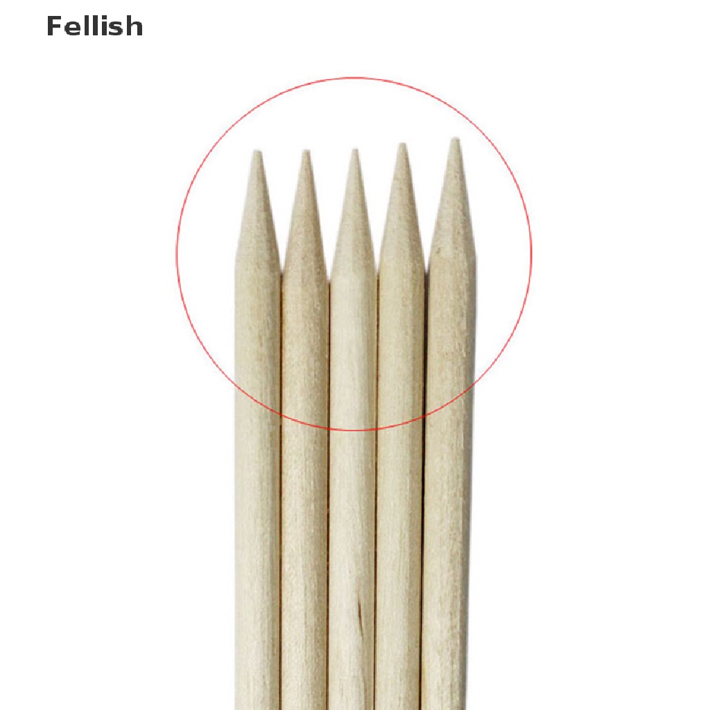 [Hàng mới về] Bộ 100 cây đẩy biểu bì bằng gỗ cam dùng để thiết kế móng tay nghệ thuật