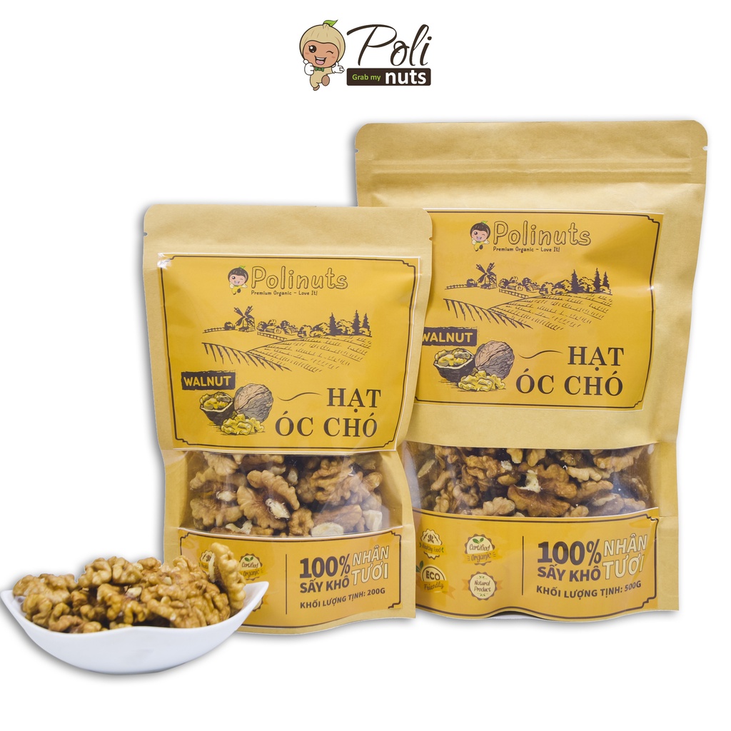 Hạt Óc Chó Vàng Tách Vỏ Nhân Tươi Polinuts Nhập Khẩu Mỹ 200g / 500g