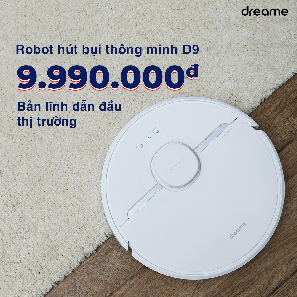 Robot hút bụi, lau nhà Xiaomi Dreame D9 - Pin lên đến 5200mPA -Lực Hút 3000 PA- Bảo hành 12 tháng