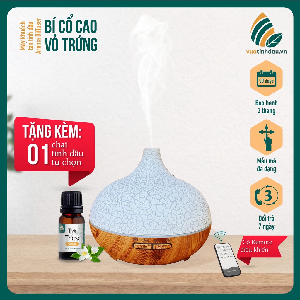 Khuếch tán tinh dầu thơm phòng Bí Cổ Cao Vỏ Trứng [SALE SALE] Aroma Diffuser dung tích 550ml trang trí ngôi nhà