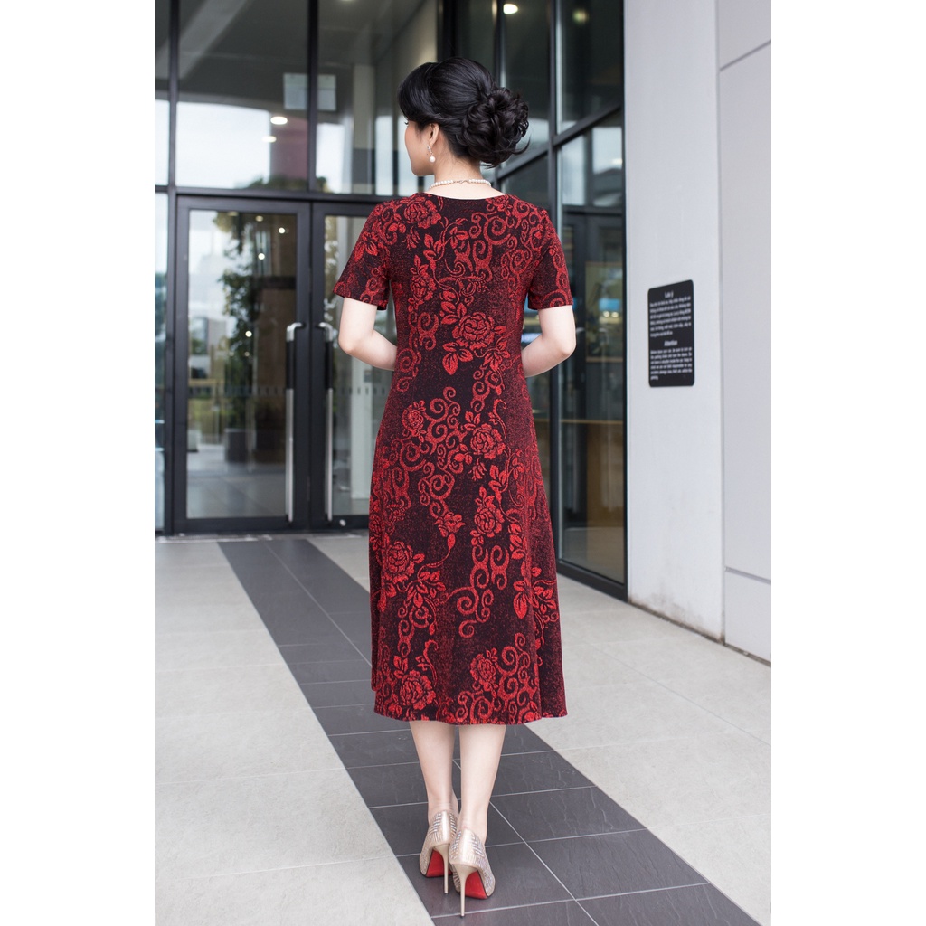 Váy đầm trung niên Ladyshop thời trang nữ đi tiệc sang trọng lấp lánh kết hoa dây cao cấp TK698 | BigBuy360 - bigbuy360.vn