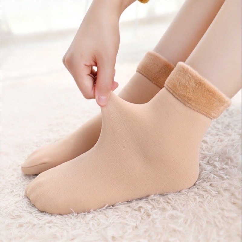 Tất nữ lót lông cổ ngắn giữ nhiệt hàn quốc vải dày cho mùa đông ấm áp TATNU02