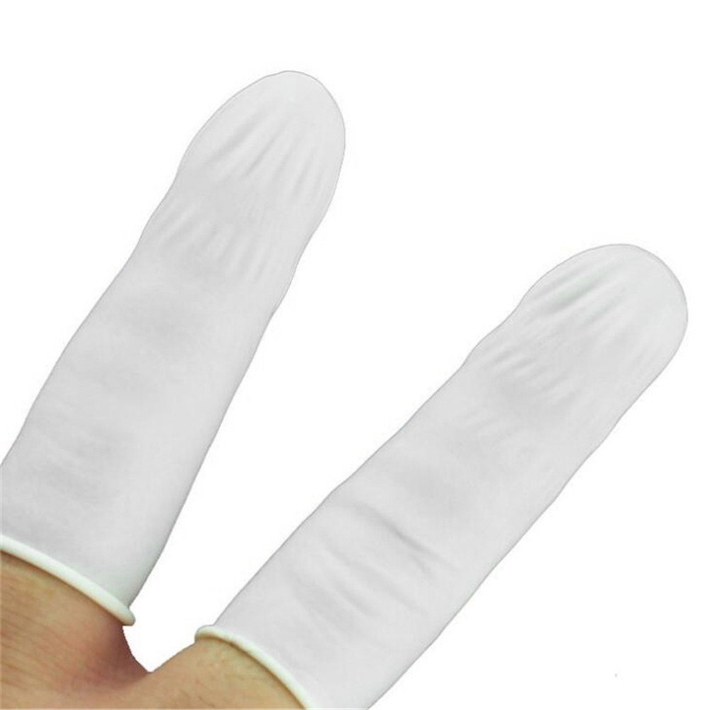 10 găng cao su đeo ngón tay màu trắng