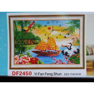 Tranh đính đá đồng hồ thuận buồm xuôi gió DF2450