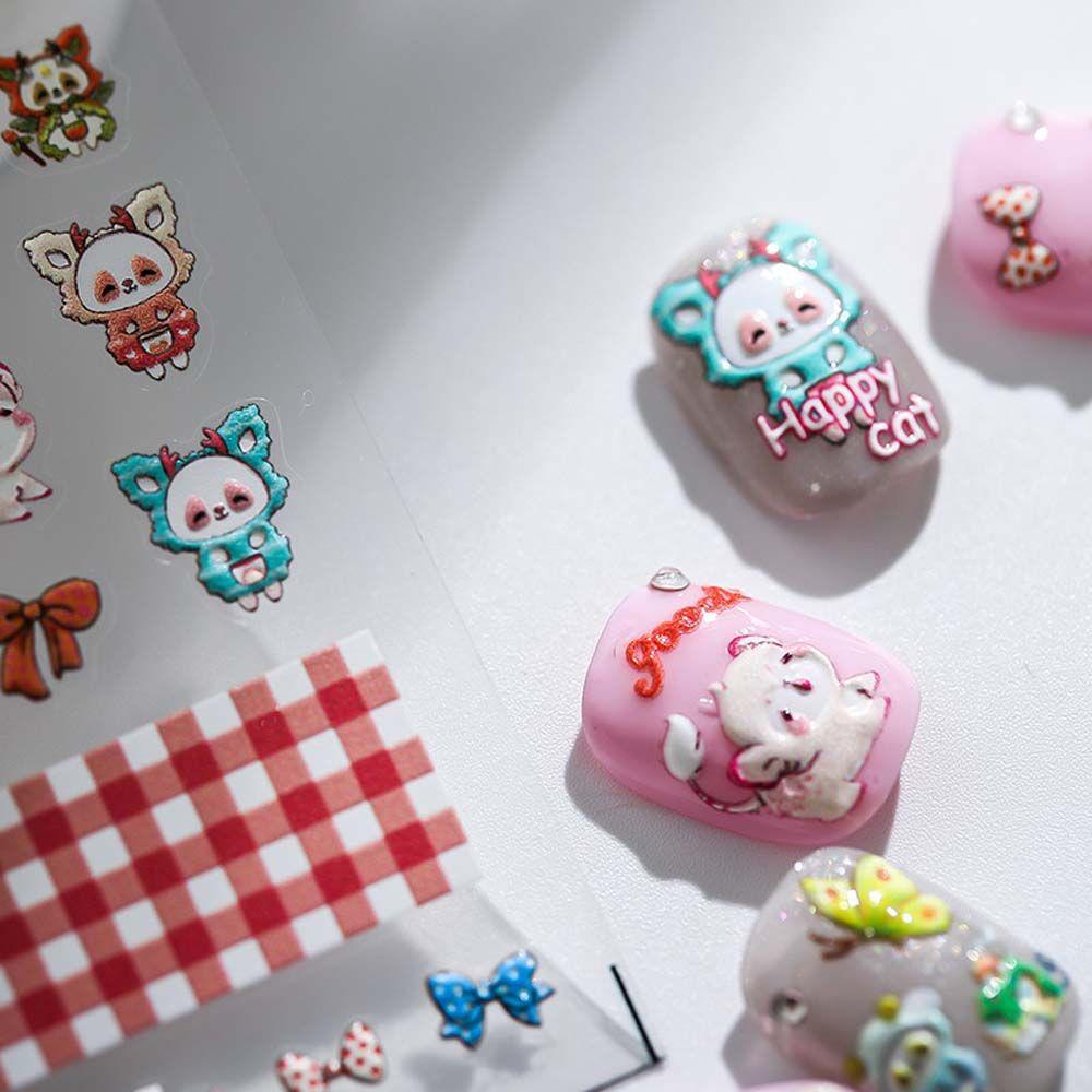 QQMALL Miếng Dán Trang Trí Móng Tay Tự Dính Họa Tiết Hoạt Hình Cún Và Hoa Dễ Thương Dành Cho Nữ