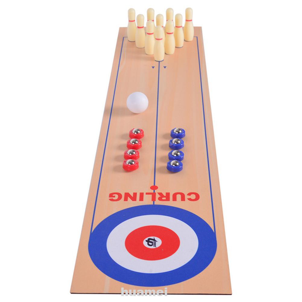 Outdoor Sports Adults Kids 3 In 1 Table Top Gathering Curling Bowling Shuffleboard Game