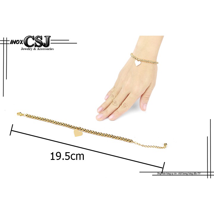 Lắc tay bi tròn gắn trái tim xinh xắn