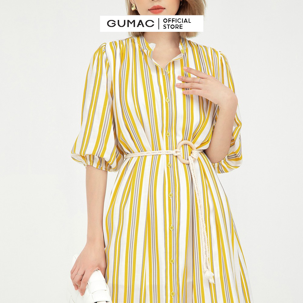 [Mã MABR07062 giảm 8% tối đa 50K đơn từ 249K] Đầm sơ mi nữ phối phụ kiện GUMAC dáng suông năng động, vintage DB594 | BigBuy360 - bigbuy360.vn