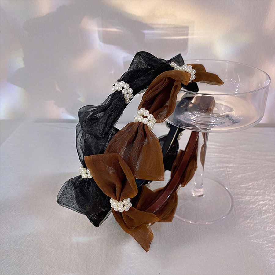 Băng Đô Cài Tóc Lưới Đính Nơ Ngọc Trai Ngọt Ngào Phong Cách Hàn Quốc Cho Nữ