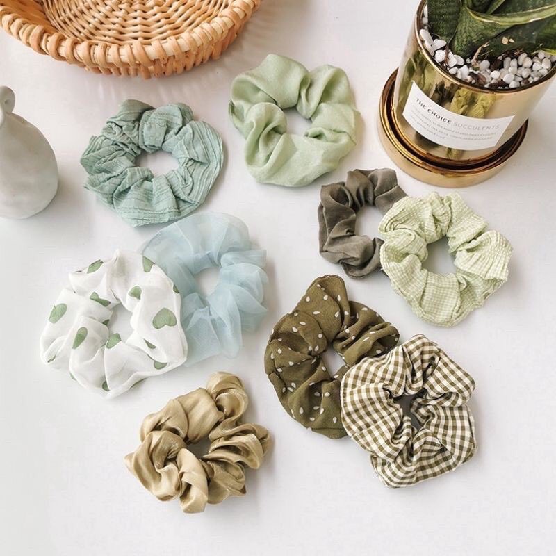 Dây cột tóc vải scrunchies nhiều màu JUNIDO
