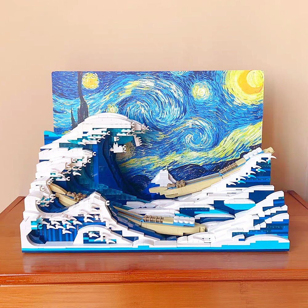 Đồ chơi xếp hình lắp ráp mô hình Ideas Series DK 3003 The Great Wave Off Kanagawa Art Pixel Painting Ornament Moc1830PCS