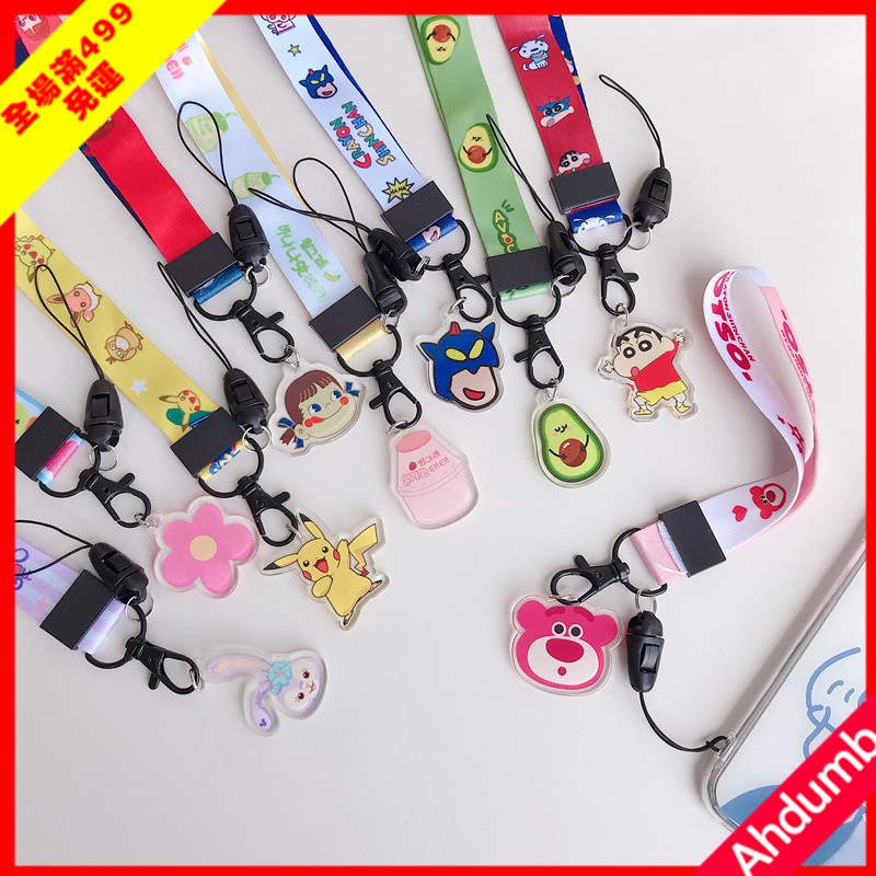 Disney Dây Đeo Dài Hai Mặt Bằng Acrylic In Hình Shin-Chan Pikachu Dâu Tây Gấu Thỏ Stella Dễ Thương Dùng Làm Quà Tặng Cho Iphone