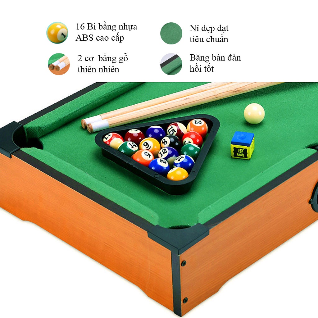 Bàn Bida mini Bi a Billiards mini Bida pool thế hệ mới Giải pháp giúp trẻ cai điện thoại nhanh chóng Size: 51x31x9 cm