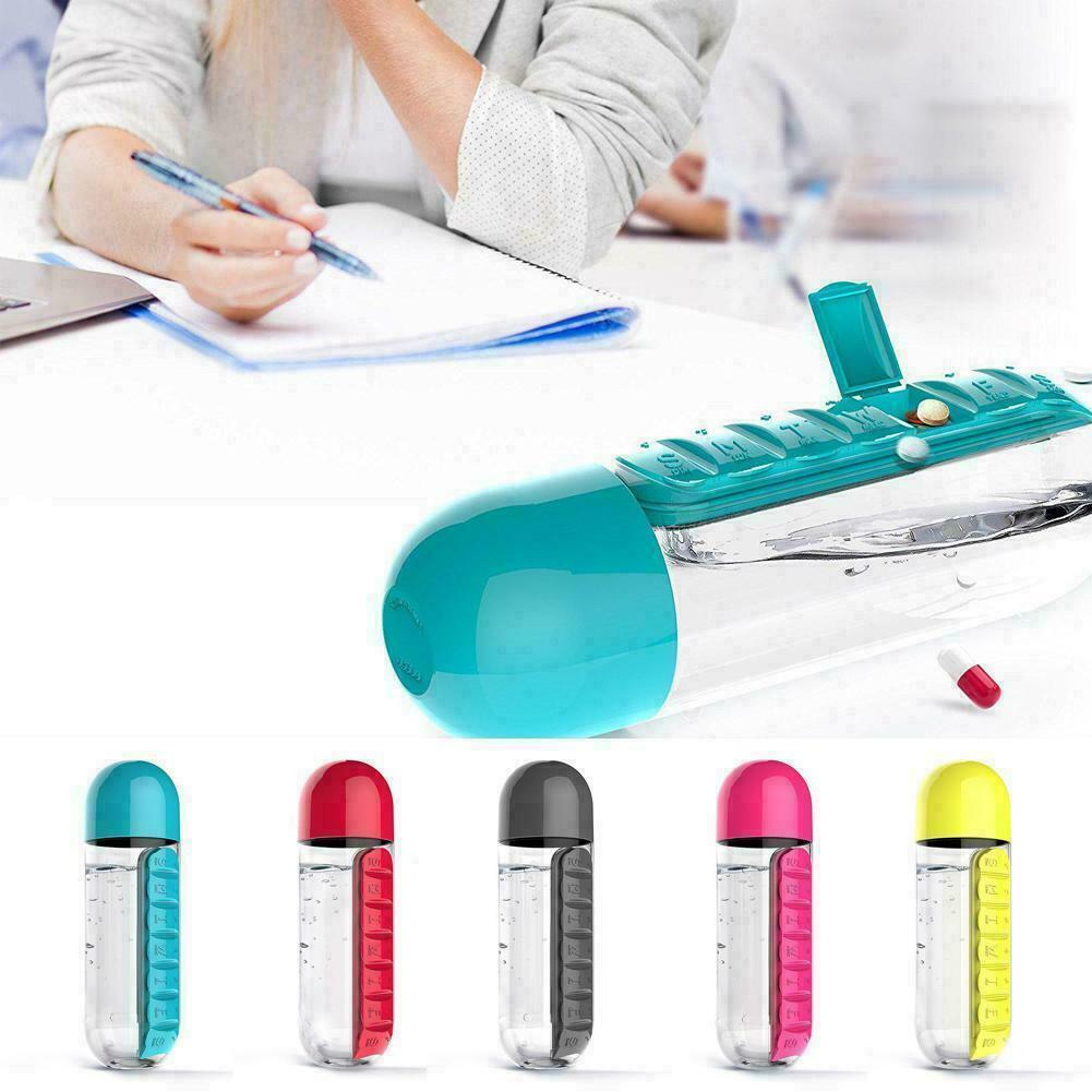 Hộp Đựng Bảo Quản Thuốc 7 Ngăn Anaeat Tích Hợp Bình Và Cốc Uống Nước 2 Trong 1 600ml