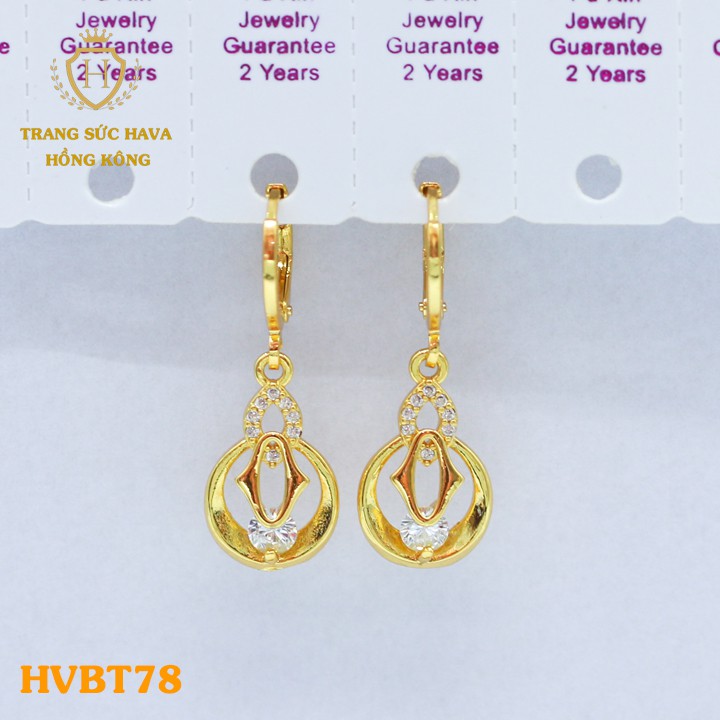 Bông Tai Titan Nữ, Khuyên Tai Dáng Dài Đính Đá Xi Mạ Vàng Non 24k - Trang Sức Hava Hong Kong - HVBT78