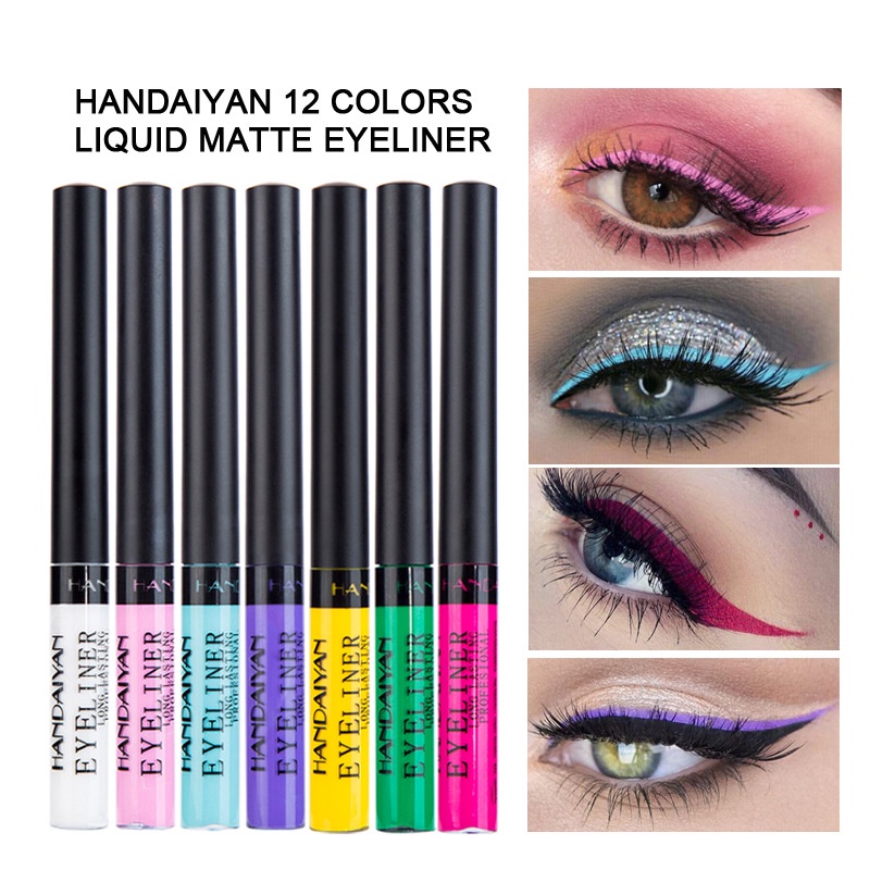 [Hàng mới về] Set 12 bút kẻ mắt dạng lỏng không thấm nước lâu trôi