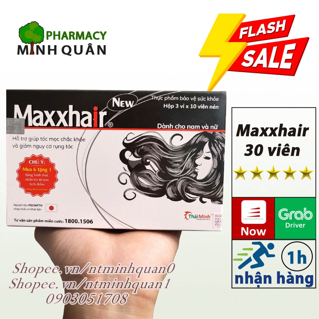 Viên Uống Maxxhair ⚡QUÀ TẶNG⚡ Ngăn Ngừa Rụng Tóc, Giúp Tóc Mọc Nhanh (3 Vỉ x 10 Viên)_MINH QUÂN