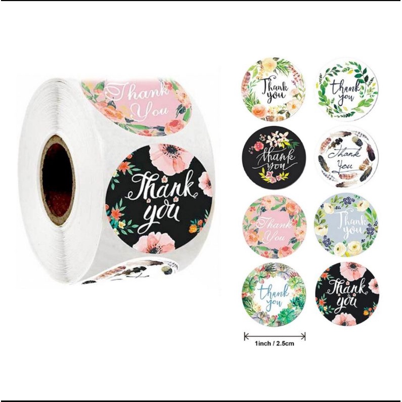 Tem dán, nhãn dán Thank you 2,5cm. Set 10  20 tem