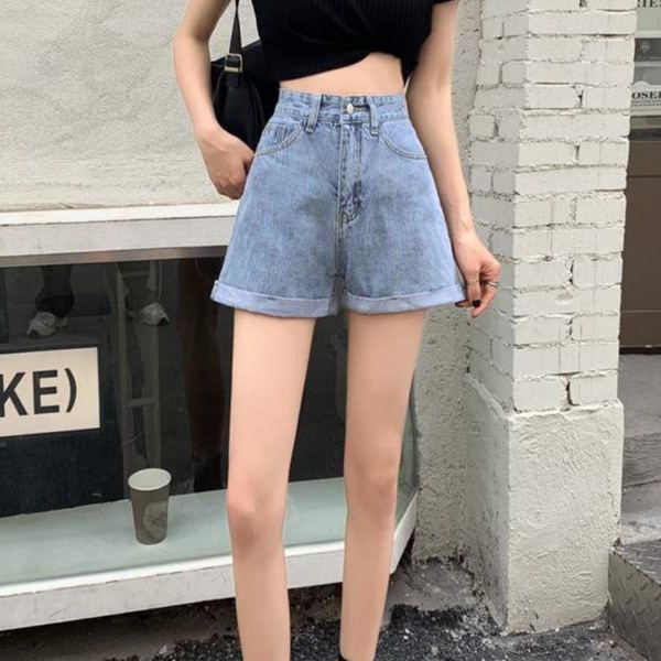 Quần Sooc Bò Jeans Nữ TDSHOPNT Thiết Kế Cạp Cao Một Khuy Đủ 3 Màu Cá Tính - QS33 | BigBuy360 - bigbuy360.vn