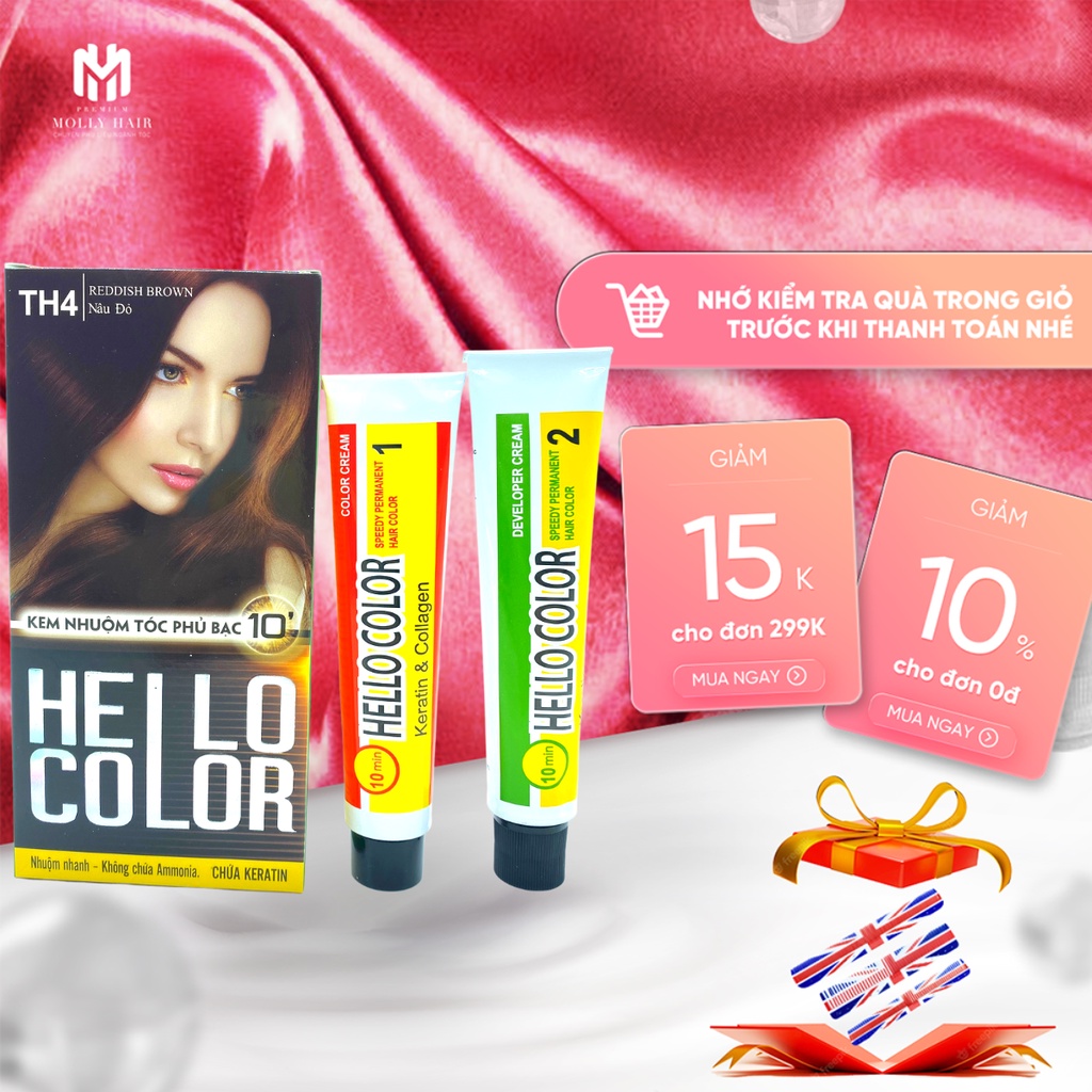 Thuốc nhuộm phủ bạc cao cấp MollyHair Hello Color, Mùi hương dịu nhẹ phủ bạc 100% chỉ trong 10 phút