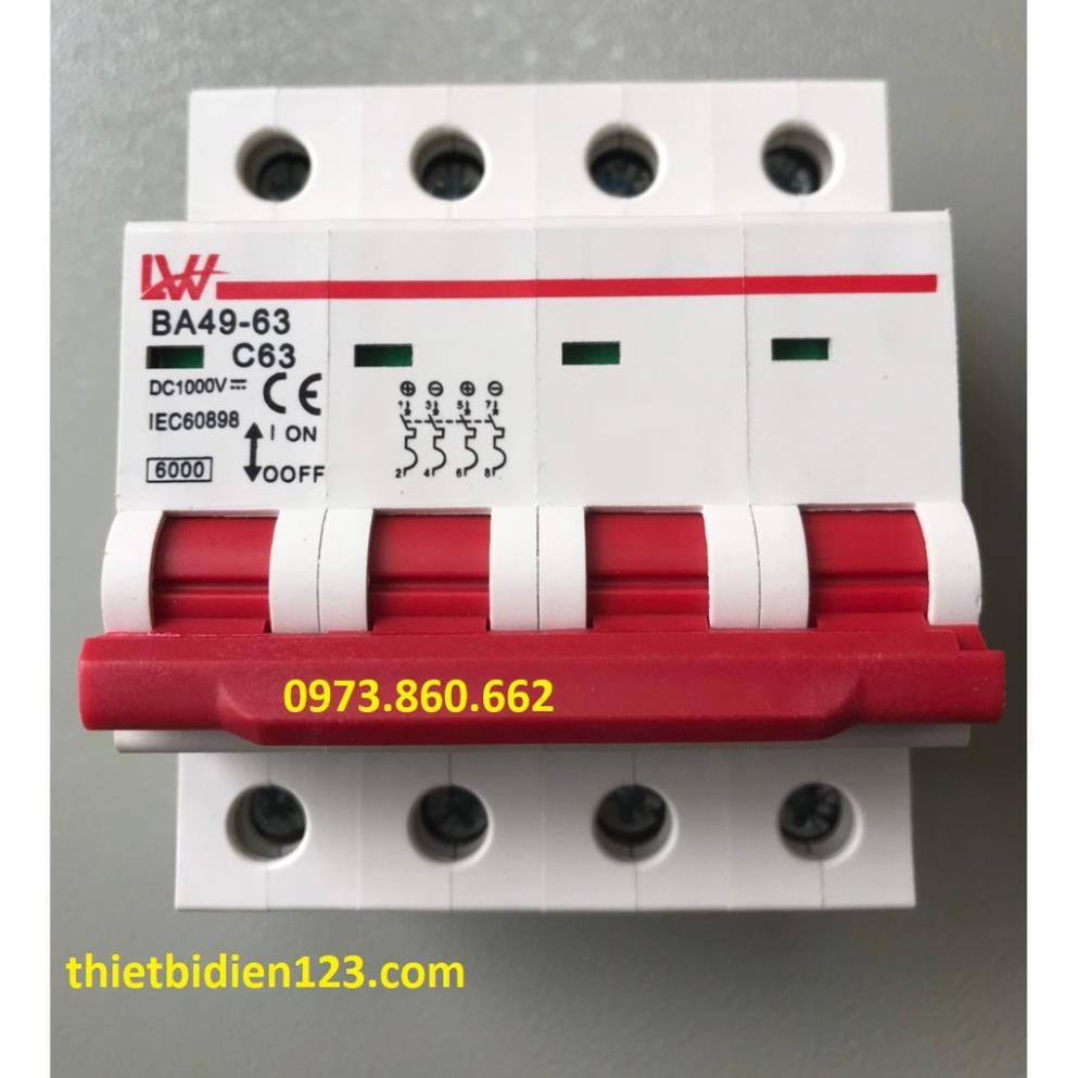 Bộ ngắt mạch MCB 2P 1000VDC dùng cho năng lượng mặt trời SOLAR -TBĐ