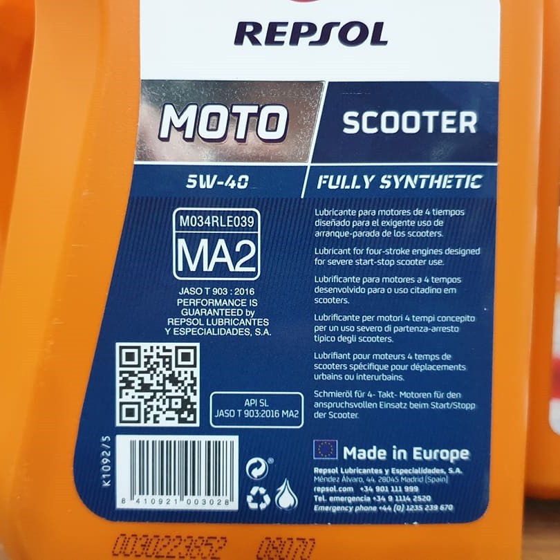 (Nhớt Xe Tay Ga) Repsol Moto Scooter 4T 5W-40 Full Synthetic Made in Spain