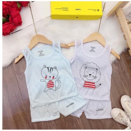 Sỉ lẻ 5 bộ quần áo 3 lỗ sát nách (mẫu kẻ) cho bé mặc màu hè