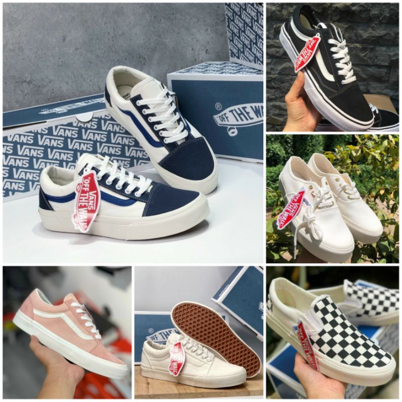 Giày 𝐕𝐀𝐍𝐒 Xanh, Classic trắng đen  nam nữ [ Full box ] Giày sneaker lười hot nhất 2022