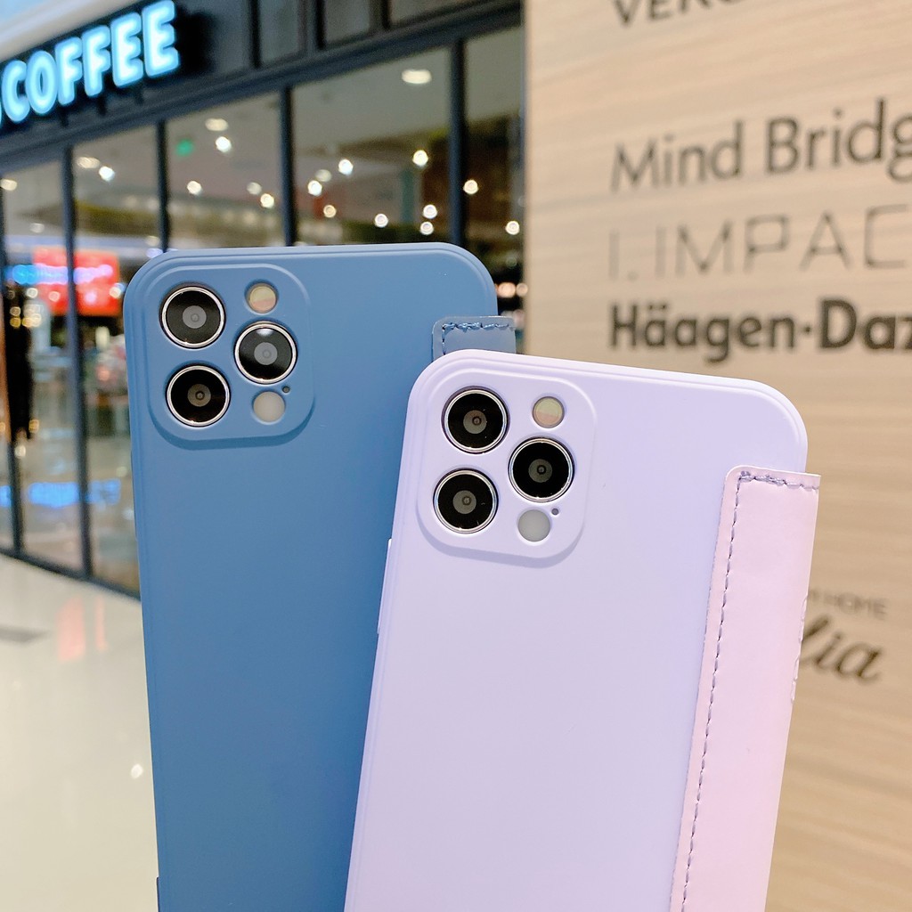 Bao da điện thoại màu trơn kiểu dáng đơn giản cho Iphone 12 Mini Pro Max 11 Pro Max 6 7 8 P Xs Max