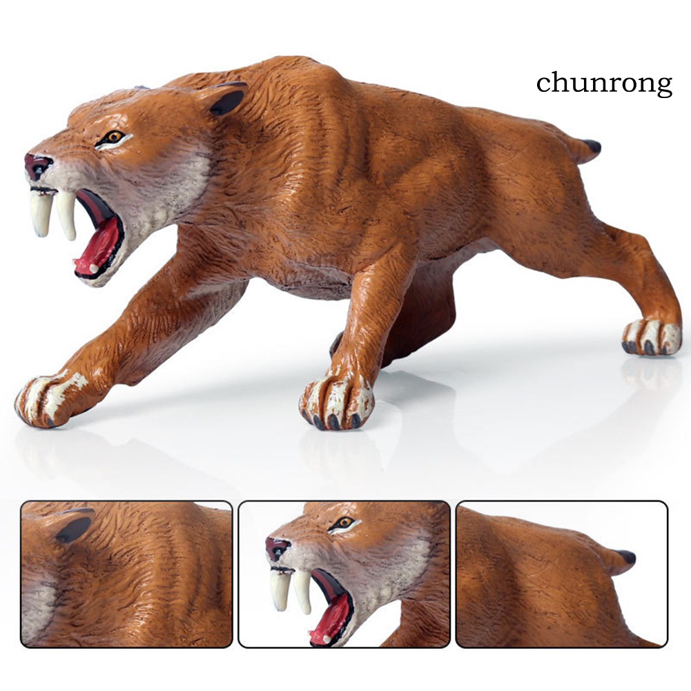 CR+Realistic Saber Lion Tiger Wild Animal PVC Solid Figurine Kids Educational Toy