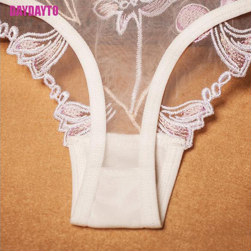 Quần Lót Cotton Lưng Thấp Phối Ren Trong Suốt Quyến Rũ Cho Nữ